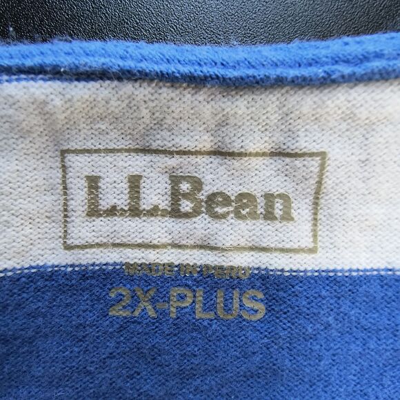 LL Bean Top Womens Size 2X Blue White Striped Cotton Breton Fisherman Coastal - Picture 8 of 10